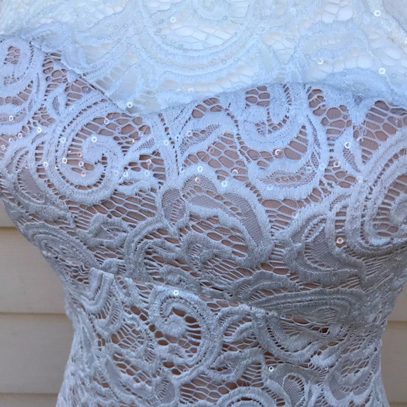 White lace formal cocktail dress size 5 - Picture 10 of 11